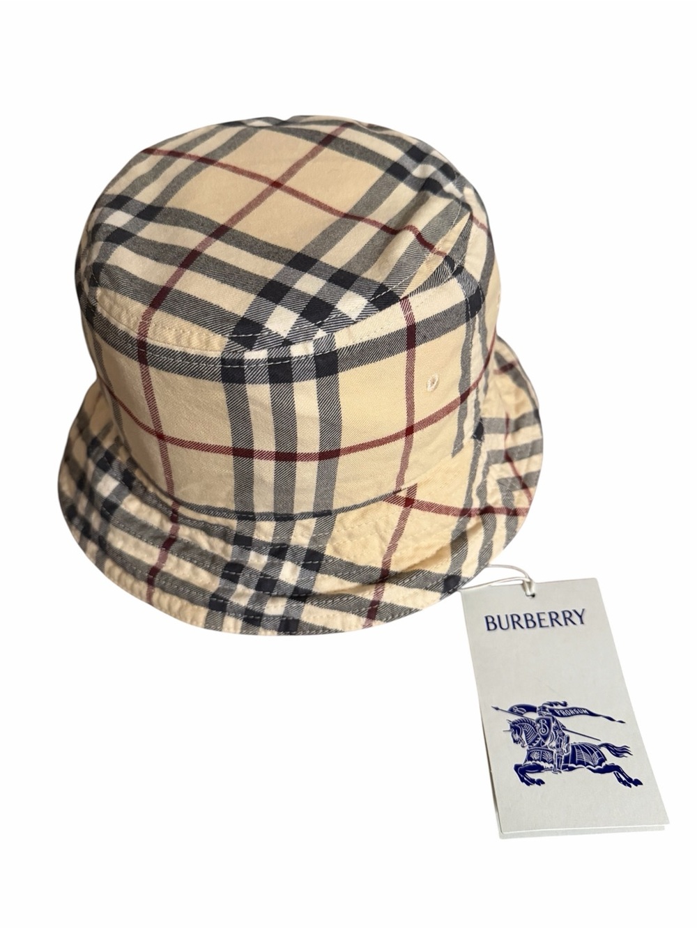 Authentic Burberry Nova Check Bucket Hat NWT Beige Vintage Size Medium